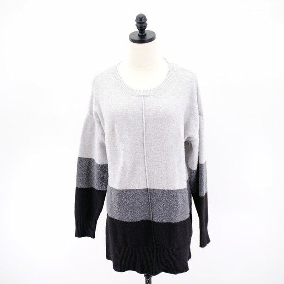 A.N.A. Gray Black Gradient Knit Scoop Neck Medium‎ Sweater Polyester Spandex - Picture 1 of 9